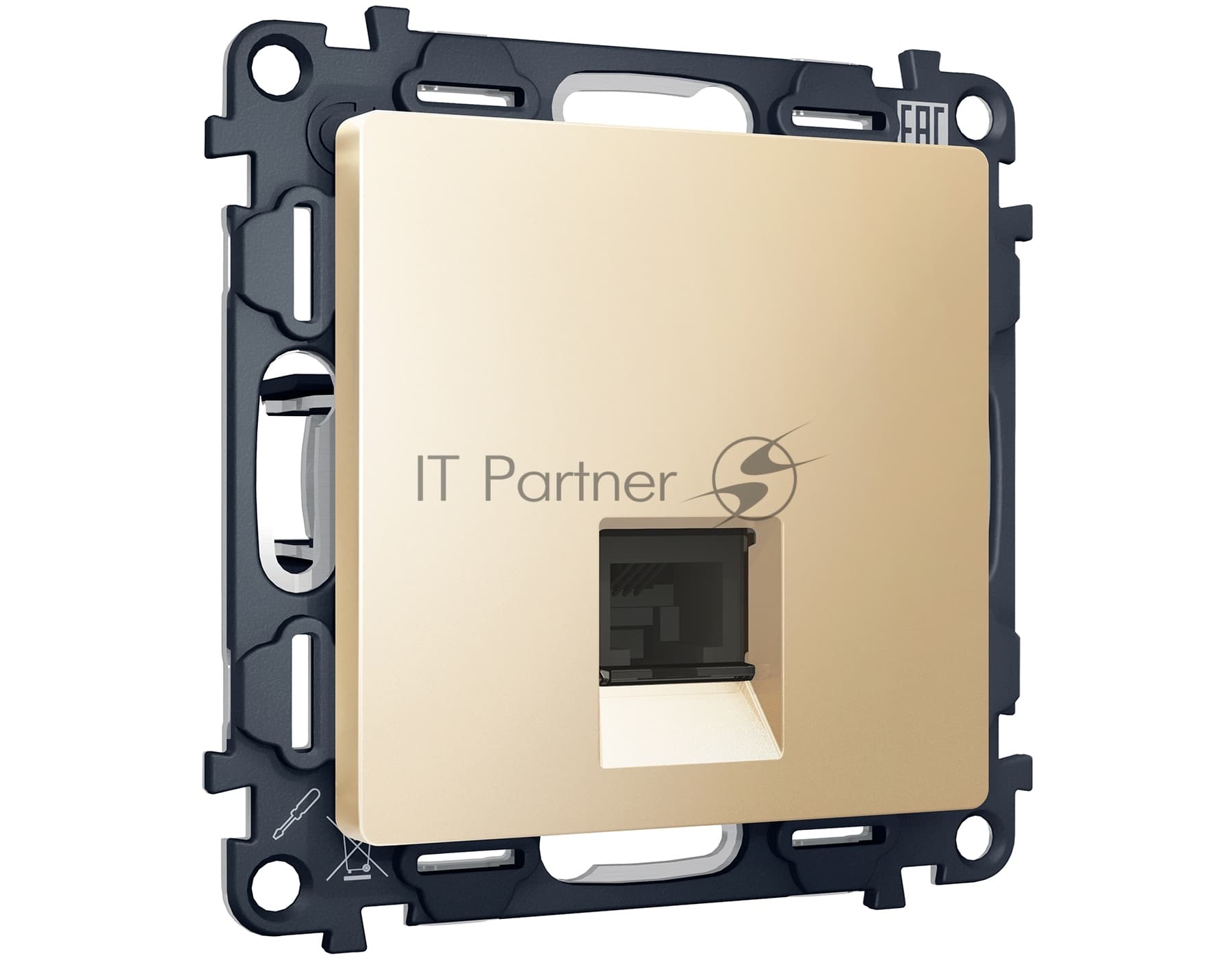 Комплект механизма компьютерной розетки ALFA Шампань RJ-45(8P8C) CAT6 с шторкой QUANT (AP6120, VM188) MA612010