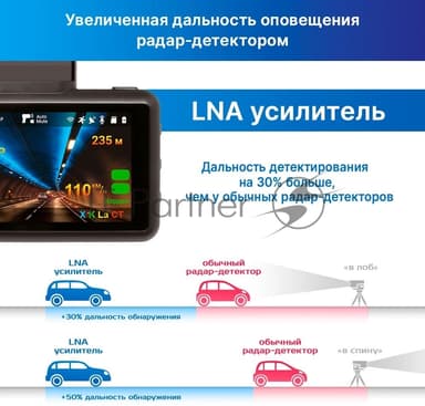 Видеорегистратор с радар-детектором TrendVision DriveCam Real 4K Signature LNA 2CH GPS ГЛОНАСС черный