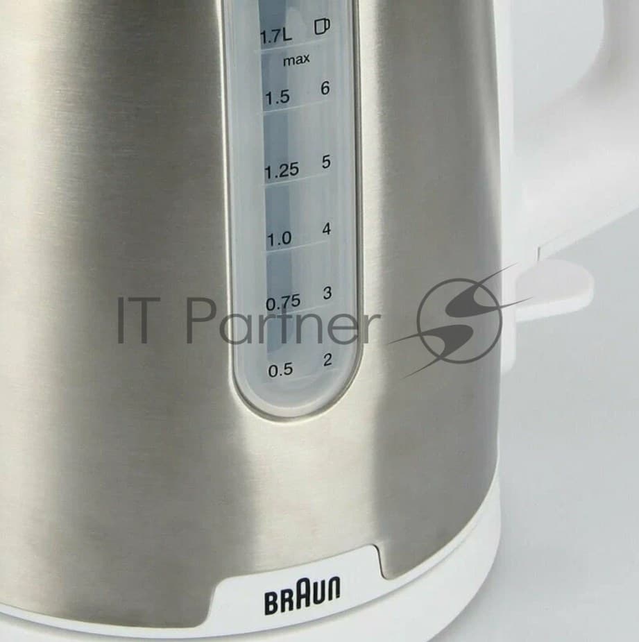 Чайник электрический Braun WK1500WH 1.7л. 2200Вт сталь/белый корпус: металл/пластик