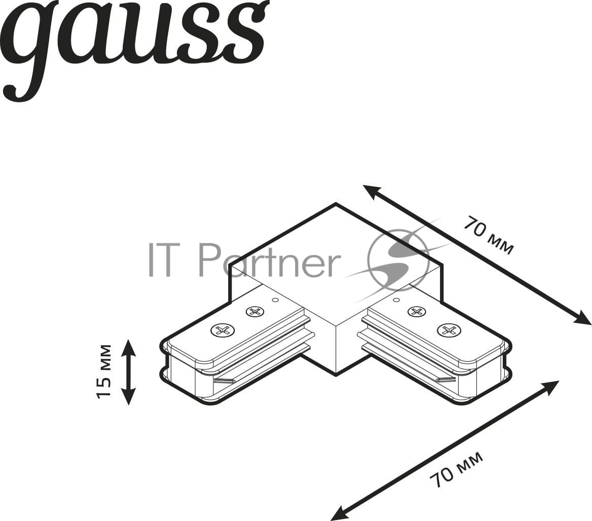 Коннектор для трековых шинопроводов Gauss угловой (L) белый