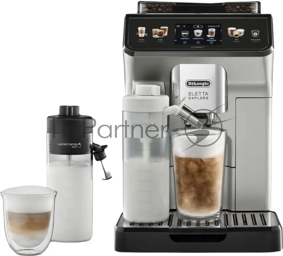 Кофемашина автоматическая DeLonghi Eletta Explore ECAM450.65.S серебристый, исп. кофе - зерновой/молотый, 1.8 л, 1450 Вт, 19 бар