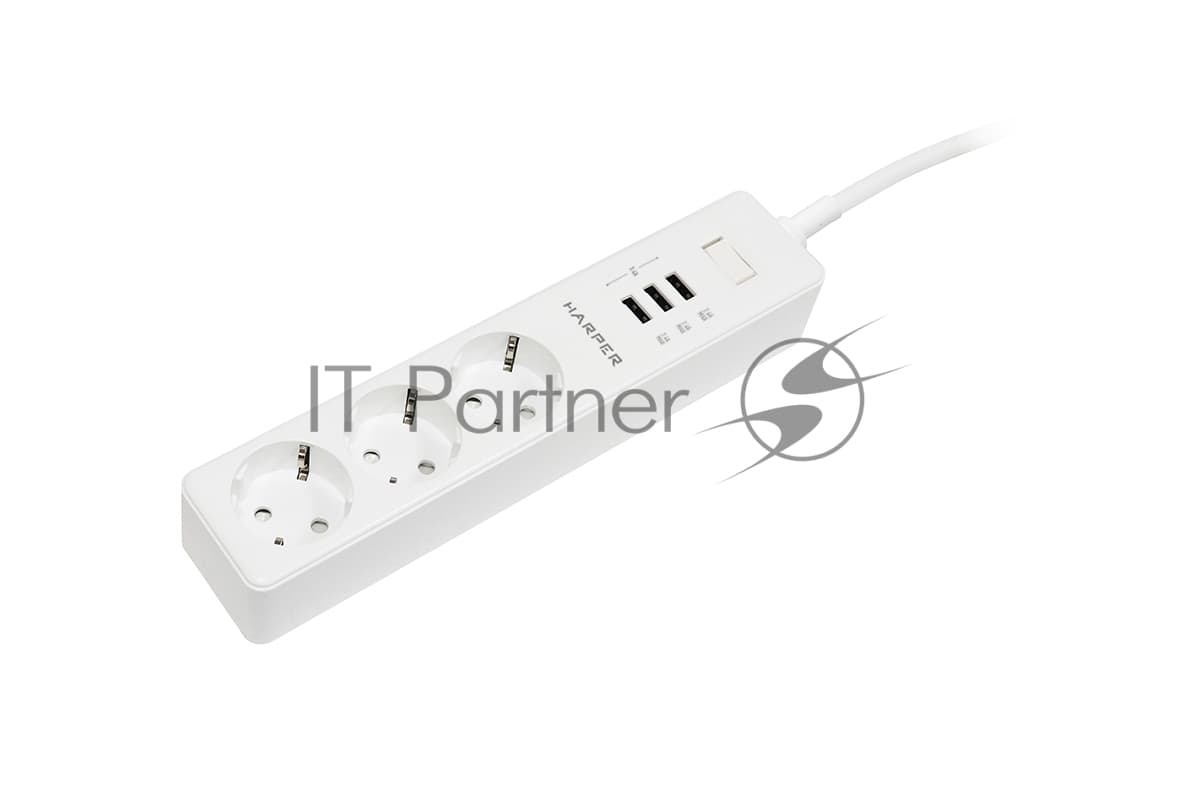 Удлинитель с USB зарядкой Harper UCH-315 белый