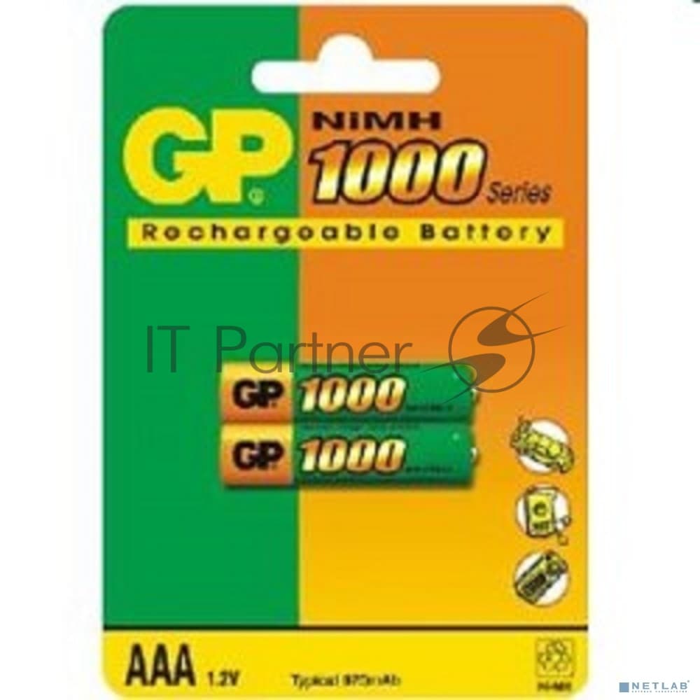 Аккумулятор GP 100AAAHC (-CR2/-UC2PET-G/BC2PET-G) AAA 1000mAh (2 шт. в уп-ке)
