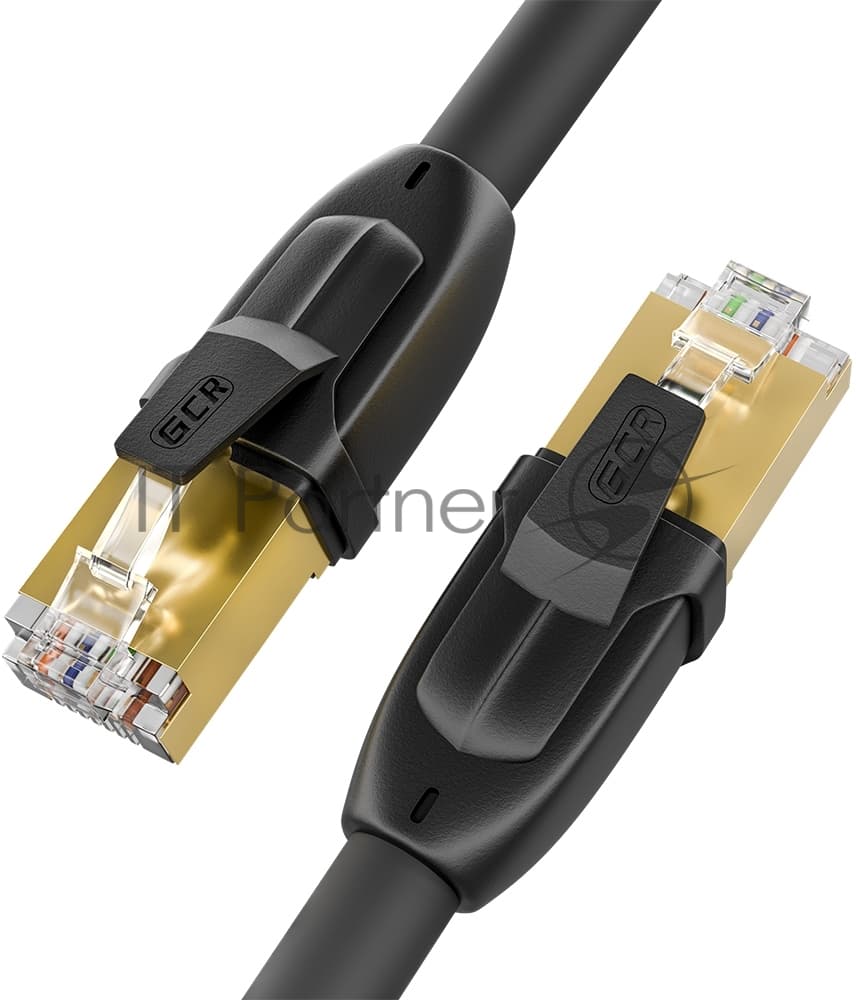 Патч-корд GCR PROF кат.7 ethernet 7.5m F/FTP, RJ45, CU, 28 AWG, литой, прямой, черный, экранированные коннекторы, GCR-52563