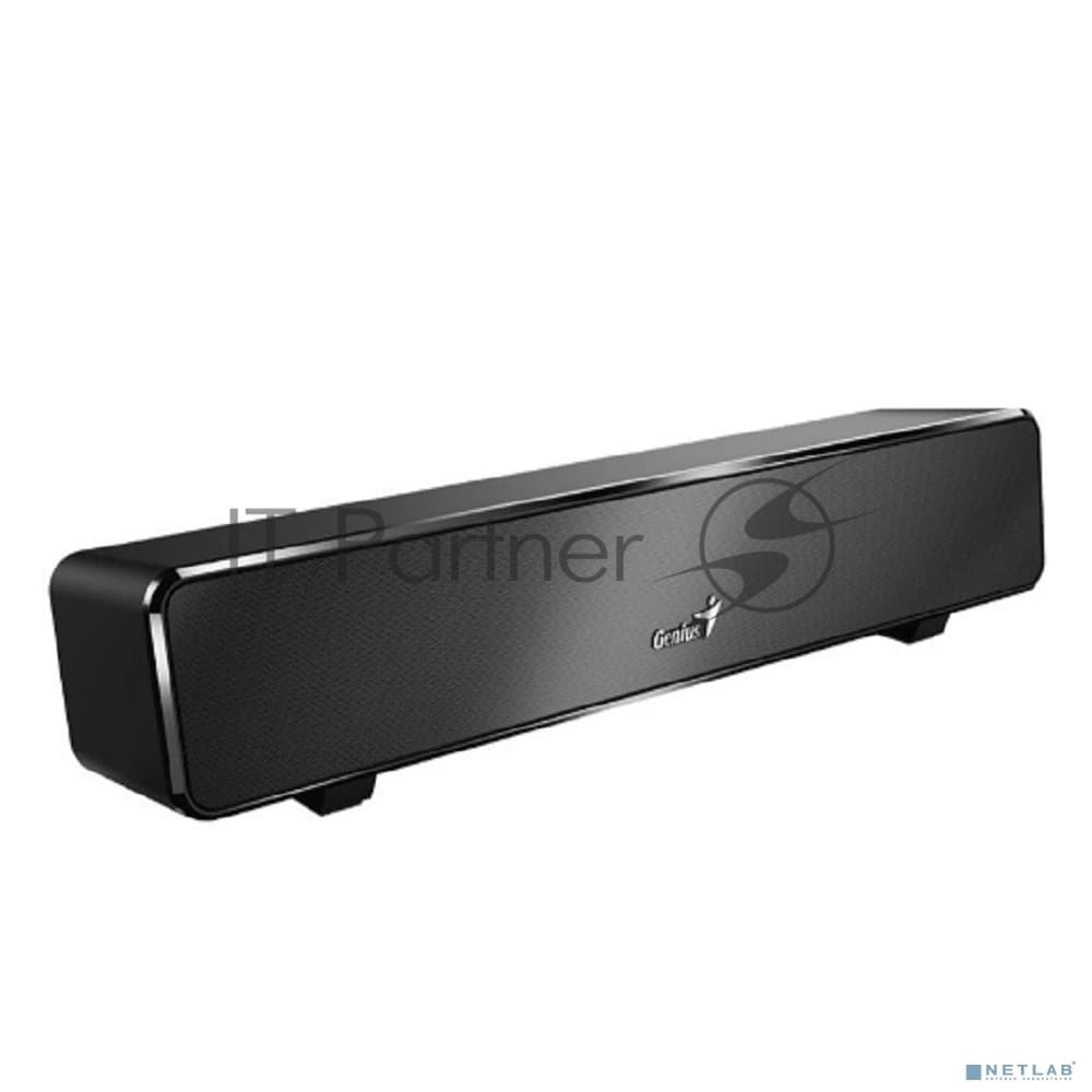 Мини саундбар Genius SoundBar 100. Ультракомпактный. Выходная мощность 6Вт. Тип подключения: USB. Частотная характеристика: 110-20000Гцz. Встроенный регулятор громкости. Аудиовыход 3,5 мм. черный