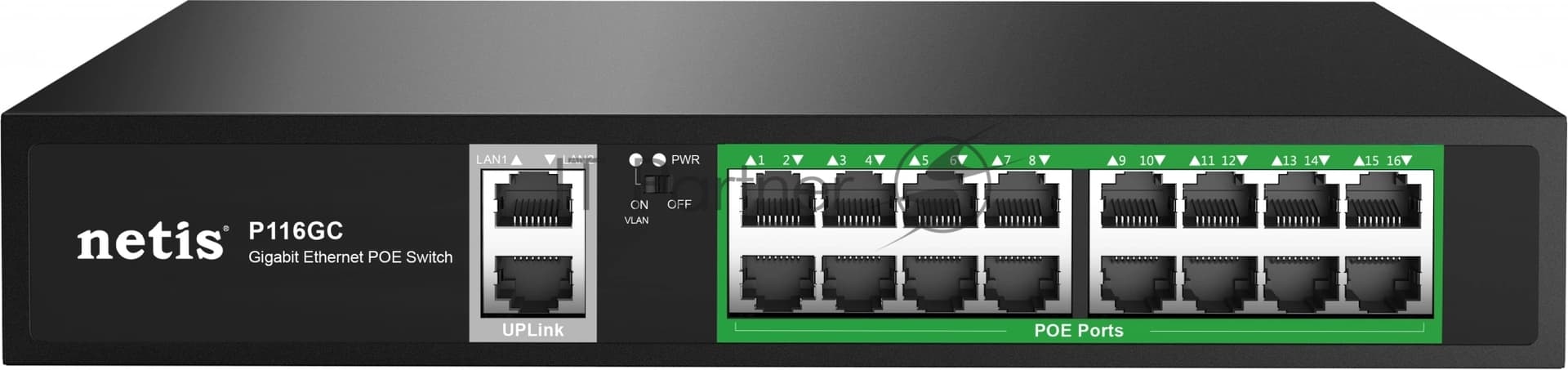 Коммутатор Netis P116GC (L2) 18x1Гбит/с 16PoE+ 240W неуправляемый