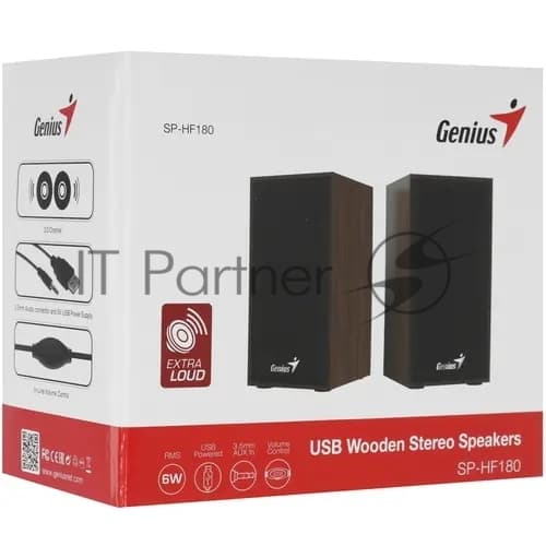 Акустическая система Genius SP-HF180, 2.0, 2 x 3W, USB-power, Wood