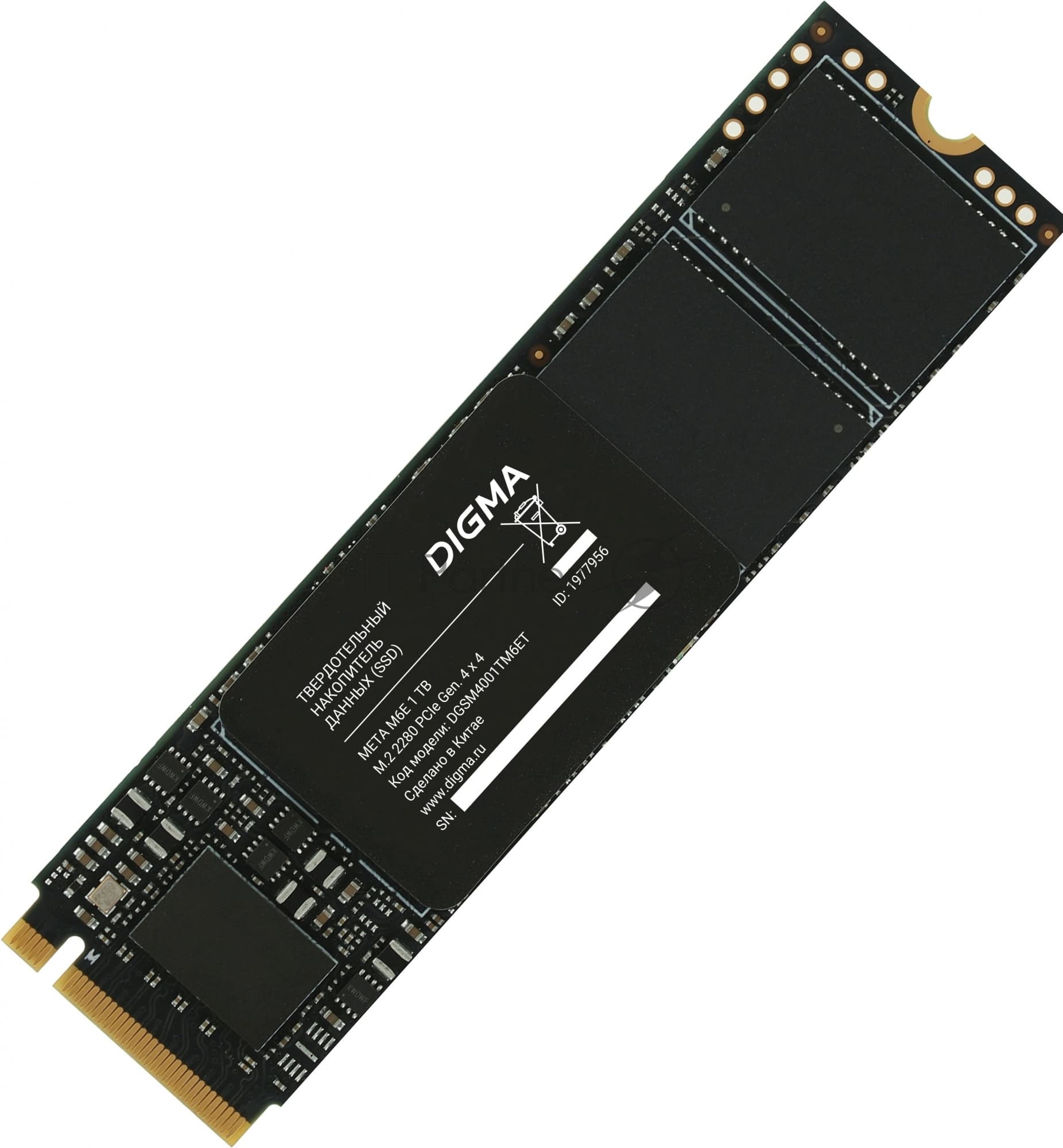 Накопитель SSD Digma Meta M6E DGSM4001TM6ET, 1Tb, PCIe 4.0 x4, M.2 2280, NVMe, R/W 5000/4600