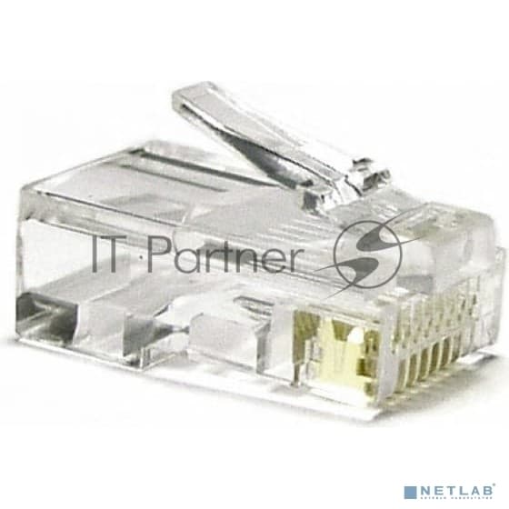 Коннектор Hyperline, RJ45(8p8c), кат. 6, неэкр., для одножильного и многожильного кабеля, 100 шт, прозрачный