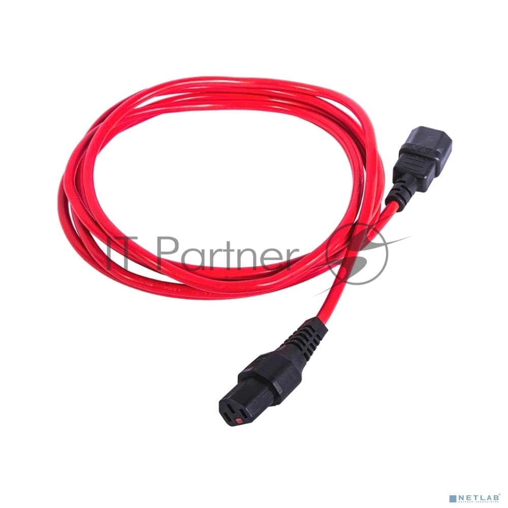 Шнур питания с фиксатором REM IEC 60320 C13/IEC 60320 C14, 10 А/250 В (3 * 1,0), длина 1,8 м, красный R-10-Cord-C13-C14-1.8-Red