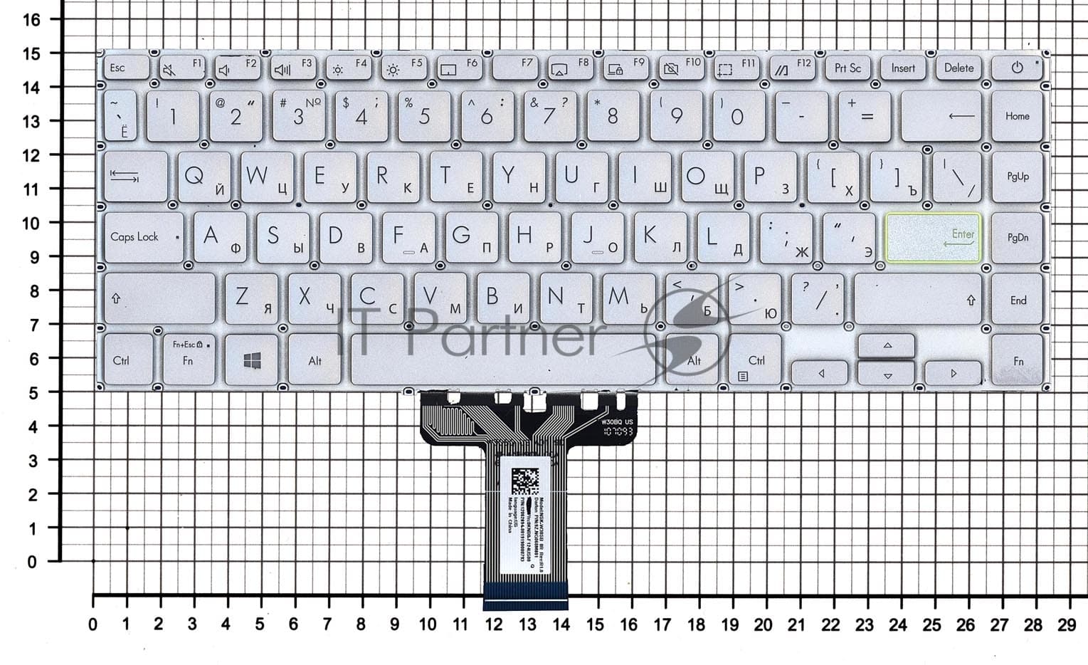 Клавиатура для ноутбука Asus K413JA серебристая