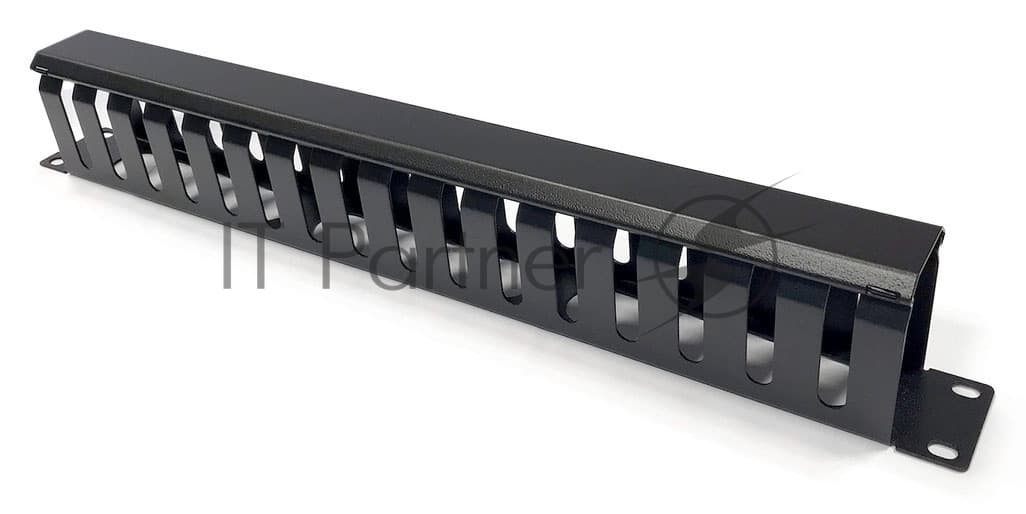 Организатор комм. шнуров Hyperline CM, 19", 1HU, 44х482,5х67 мм (ВхШхГ), с крышкой , цвет: черный