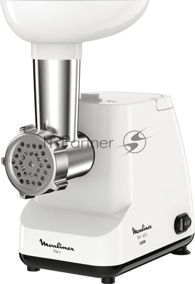 Мясорубка электрическая Moulinex ME111032 белый, 1400 Вт, 1.7 кг/мин, реверс, защита от перегрузки, насадки - 3