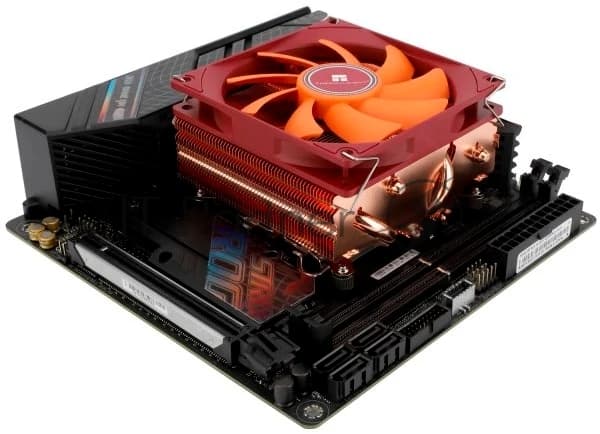 Кулер для процессора Thermalright AXP-90 X53 Full (4-pin PWM, 38mm, Cu/Cu, 4x6mm, 1x92mm, 42.58CFM, 22.4dBA, 2700RPM, S: 1851/1700/1200/115X, AM5/AM4, orange, red)