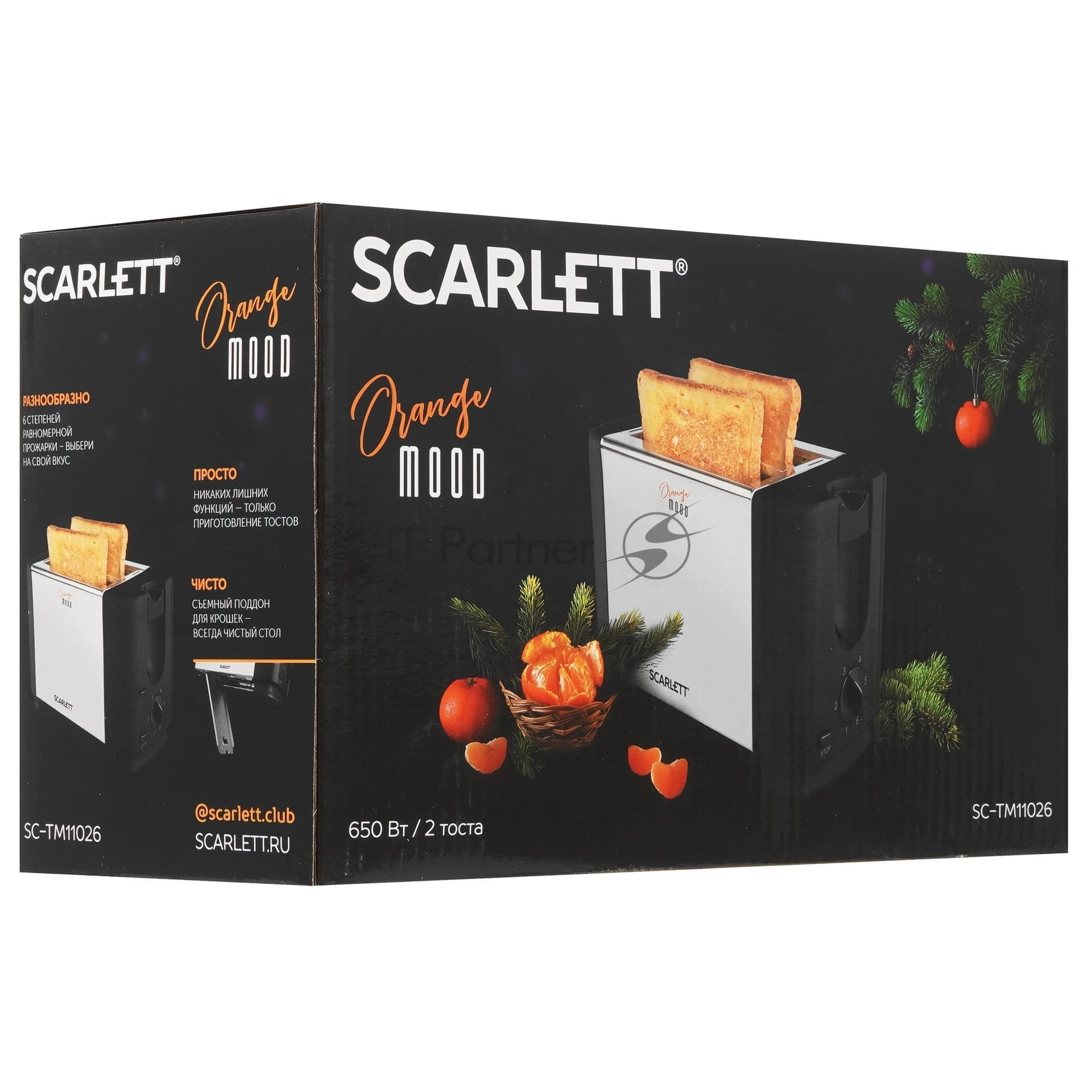 Тостер Scarlett SC-TM11026 черный, 650 Вт, 2 слота