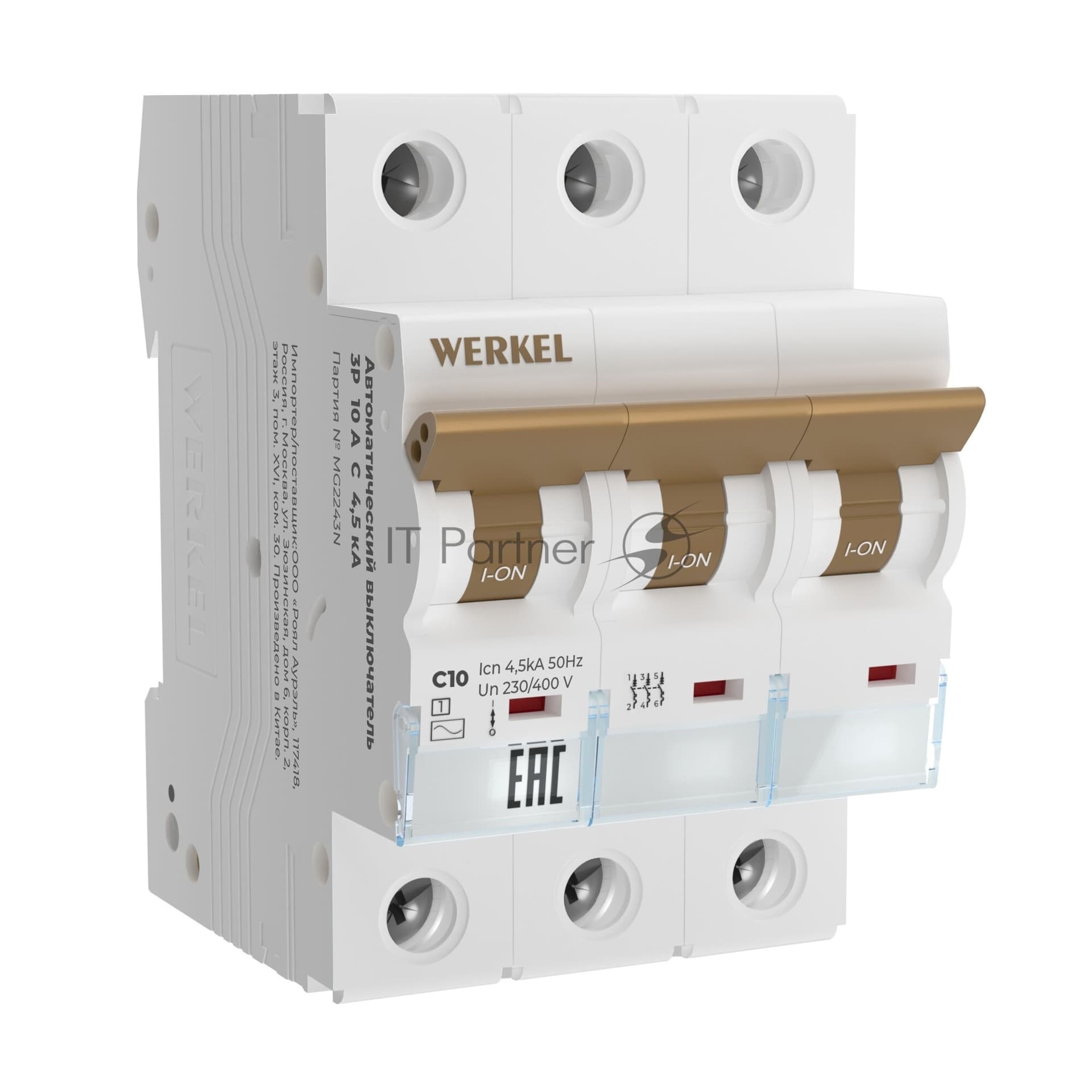 Автоматический выключатель Werkel 3P 10 A C 4,5 кА W903P104