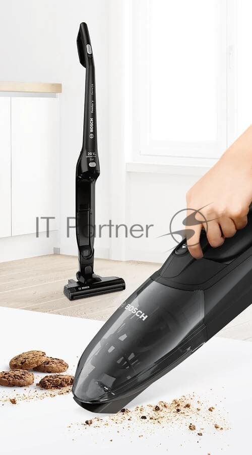 Пылесос вертикальный Bosch BBHF220 черный, питание от аккумулятора, 48 Вт, уборка сухая, пылесборник 0,4 л