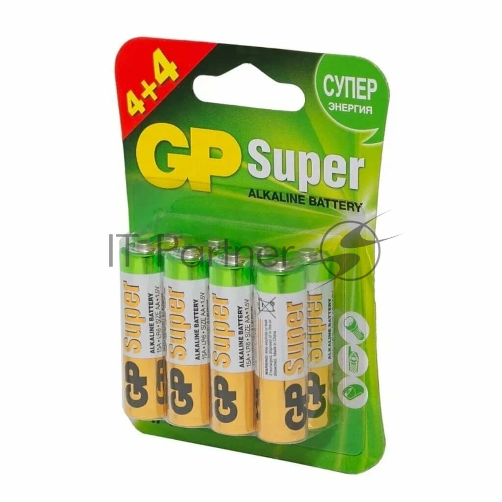 Батарея GP Super Alkaline 15A LR6 AA (8шт)