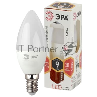 Лампа светодиодная ЭРА Б0027969 STD LED B35-9W-827-E14 свеча, теплый