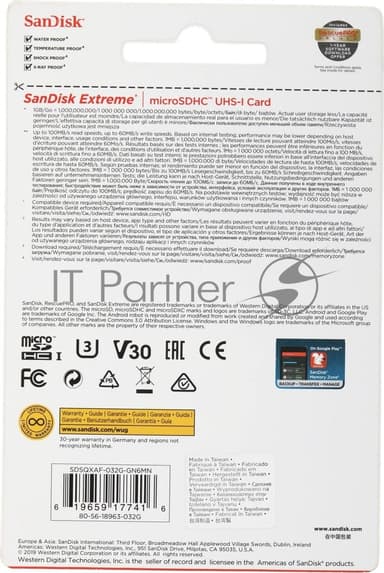 Флеш карта/SanDisk/Extreme SDSQXAF-032G-GN6MN/microSDHC/32 ГБ/A1, U3, V30/100 МБ/с