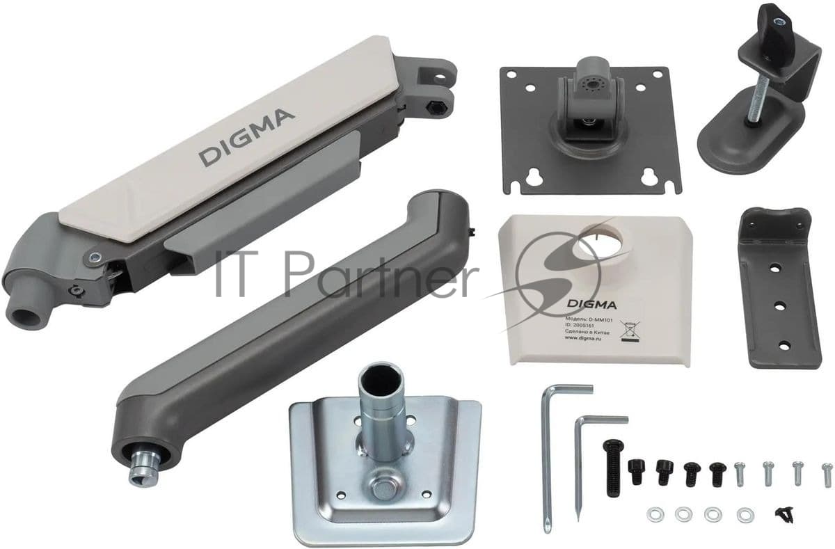 Кронштейн для мониторов ЖК Digma D-MM101 серый 17"-32" макс.9кг крепление к столешнице поворот и наклон