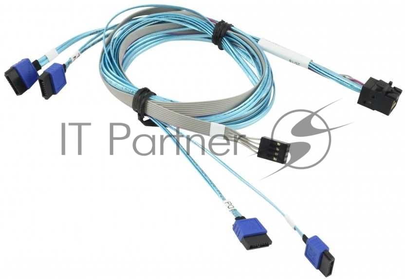 Кабель SuperMicro CBL-SAST-0699 Internal MINI SAS HD - 4 SATA w/ SB, 75/75/90/90 cм, 30AWG, 12Gb/s
