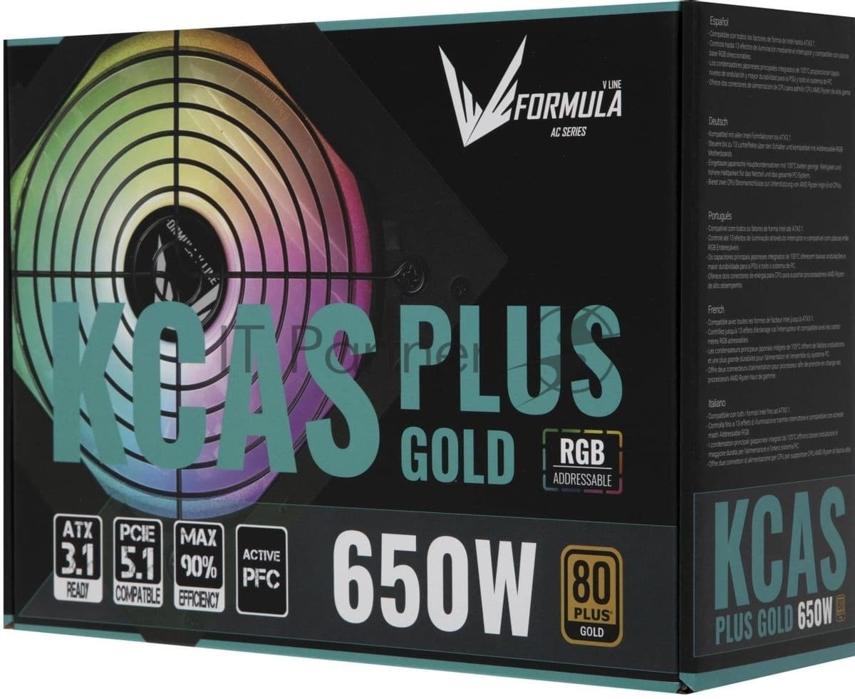 Блок питания Formula ATX 650W AC KCAS PLUS GOLD 650W RGB 80+ gold (20+4pin) APFC 120mm fan color LED 6xSATA RTL
