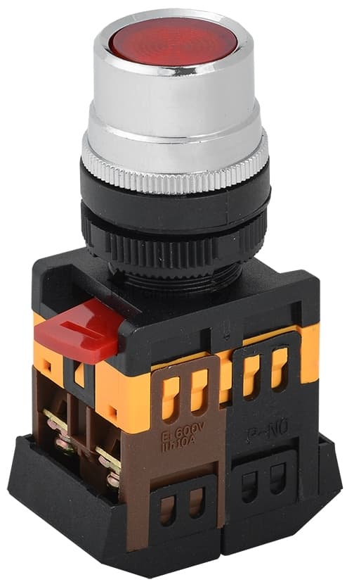 Кнопка ABLF-22 красный d22мм неон/240В 1з+1р IEK