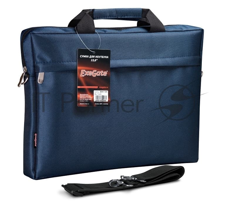 Сумка для ноутбука ExeGate EX205137RUS Start S15 Deep Blue, темно-синяя, полиэстер, для ноутбуков до 15.6"