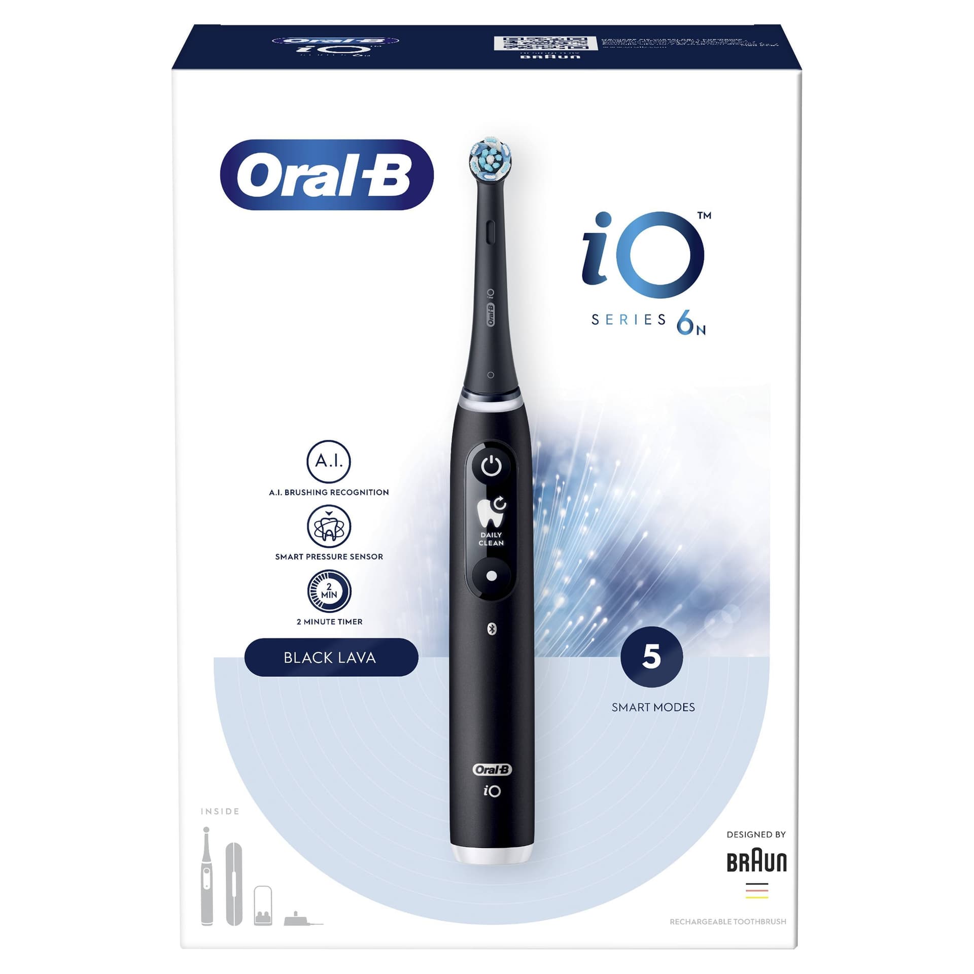Oral-B Электрическая зубная щетка iO Series 6/iOM6 с насадками 4шт, чёрный. 1