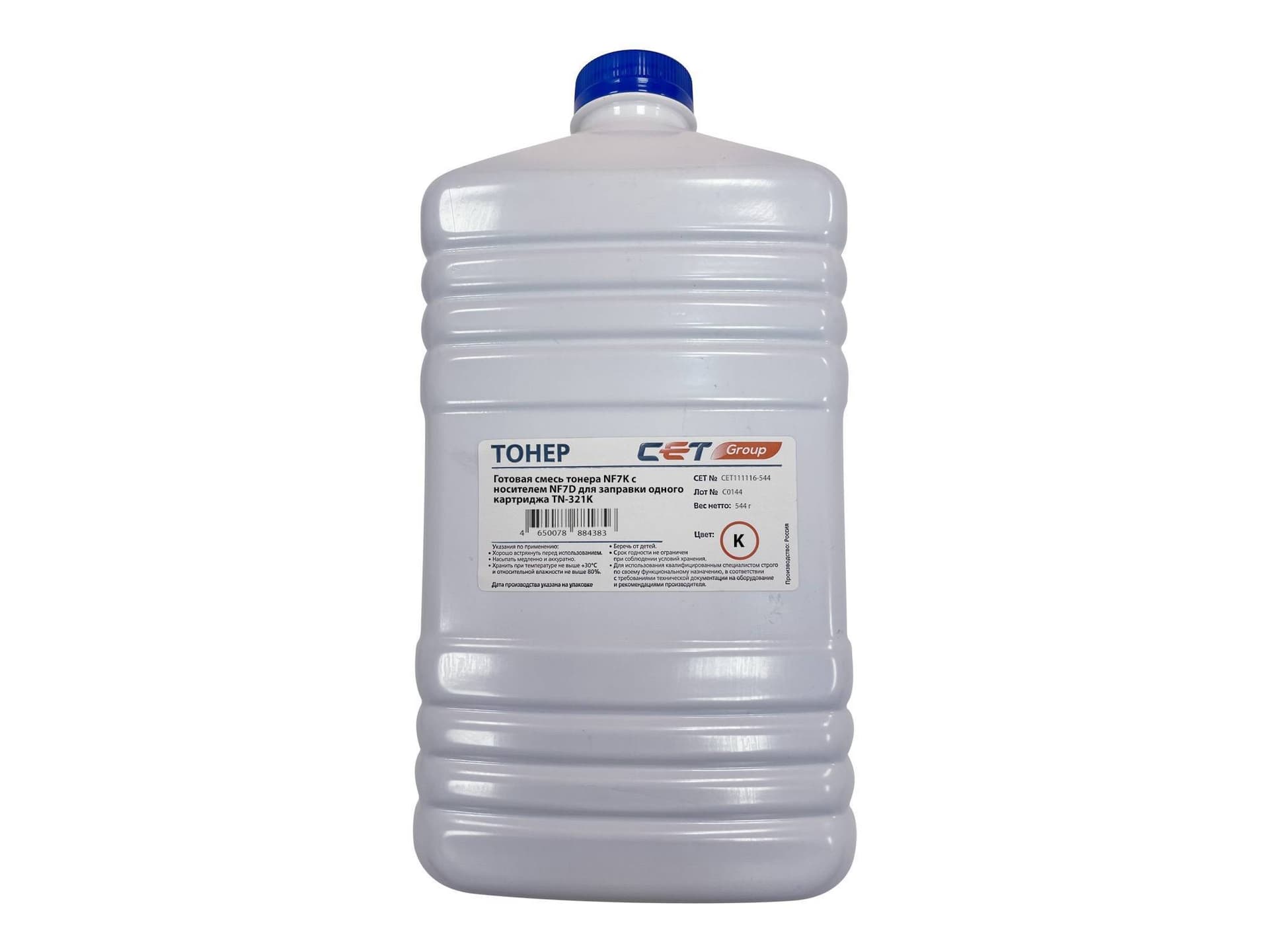 Тонер CET NF7K+NF7D черный бутылка 544гр. для принтера Konica Minolta Bizhub 224e/C224/284/364