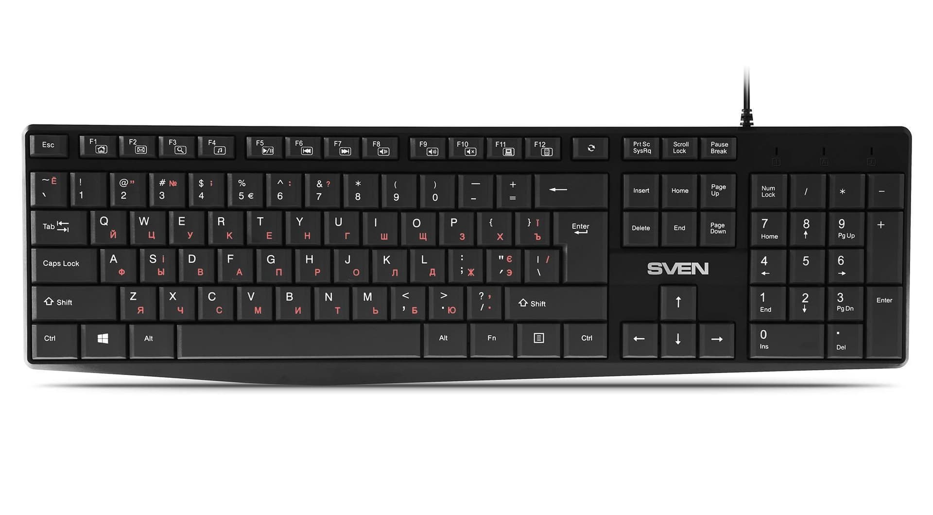 Клавиатура проводная SVEN KB-S305 black (USB, 105 клавиш) (SV-018801)