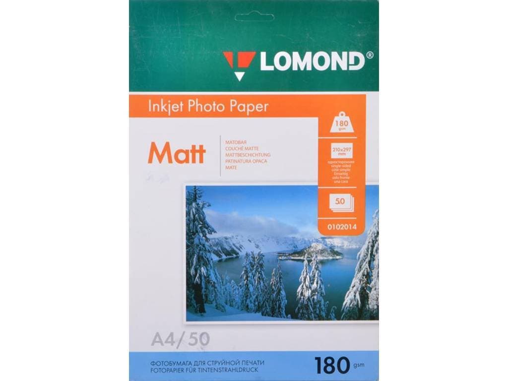 Фотобумага Lomond 0102014 A4/180г/м2/50л./белый матовое для струйной печати