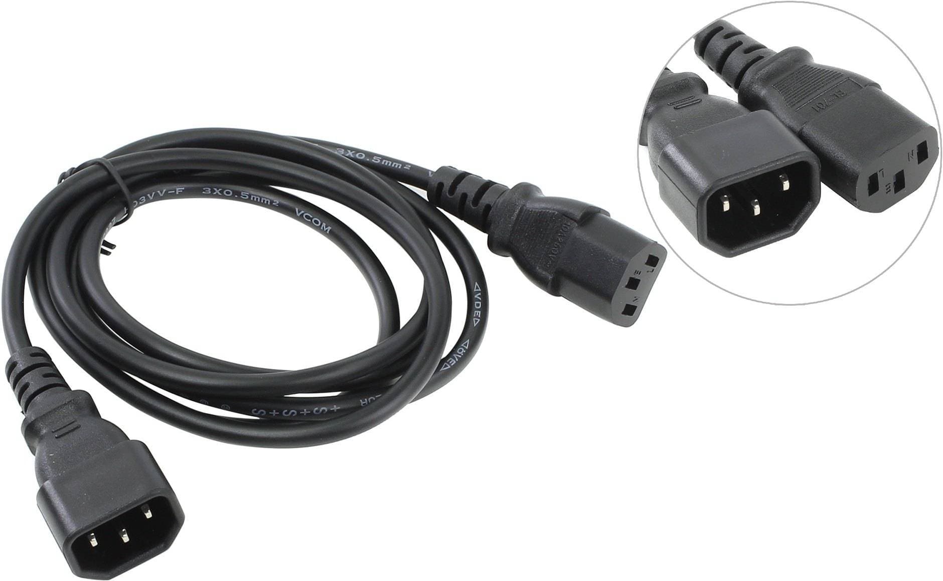 Кабель монитор - компьютер 220V (UPS -> устройство) VCOM <VDE> 3G*0.5mm (CE001-CU)1.8м