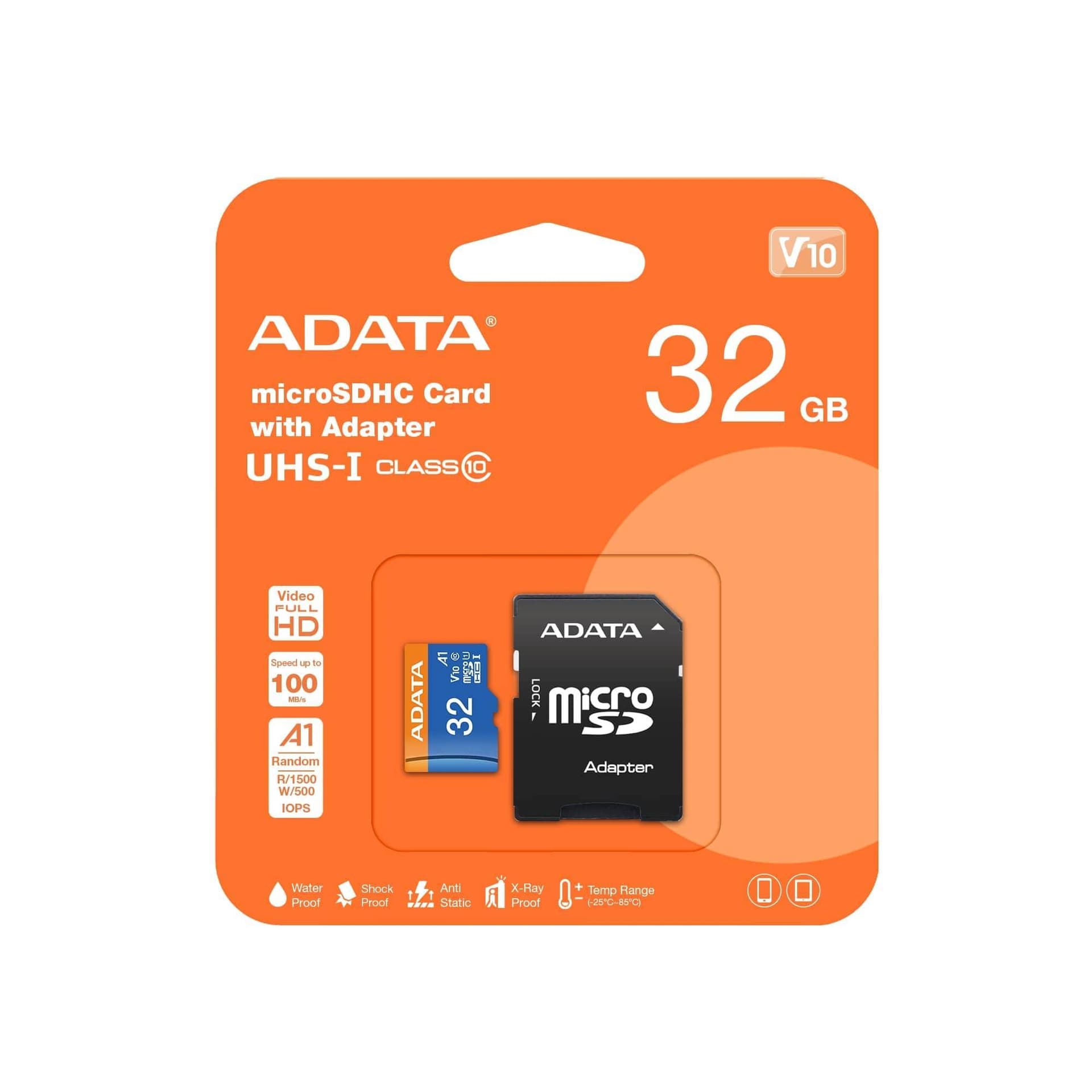 Карта памяти MicroSDHC 32Gb A-Data <AUSDH32GUICL10A1-RA1> UHS-I U1 A1 V10 R100 + SDA