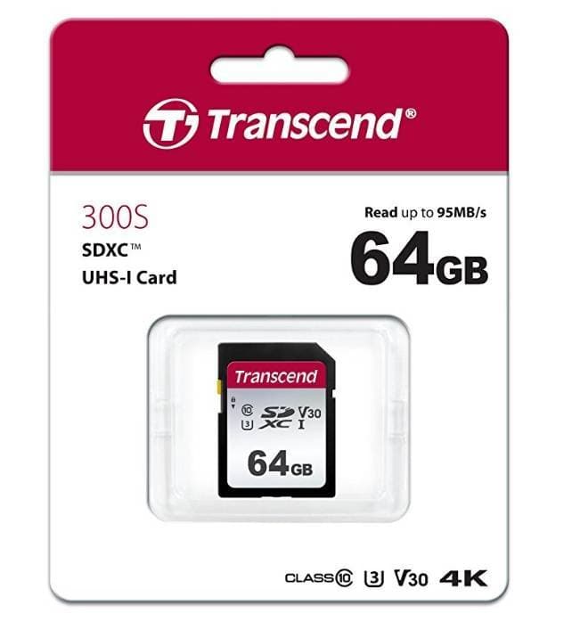 Transcend TS64GSDC300S Карта памяти SDXC 64ГБ UHS-I U3 Class 10
