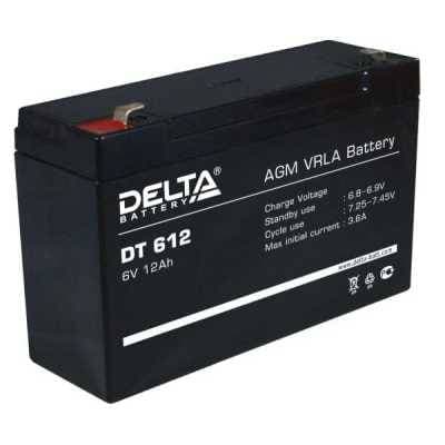 Аккумуляторная батарея Delta DT 612 6В/12Ач, клемма F2 (151х50х94мм (100мм); 1,6кг; Срок службы 5лет; Гарантия 1г)