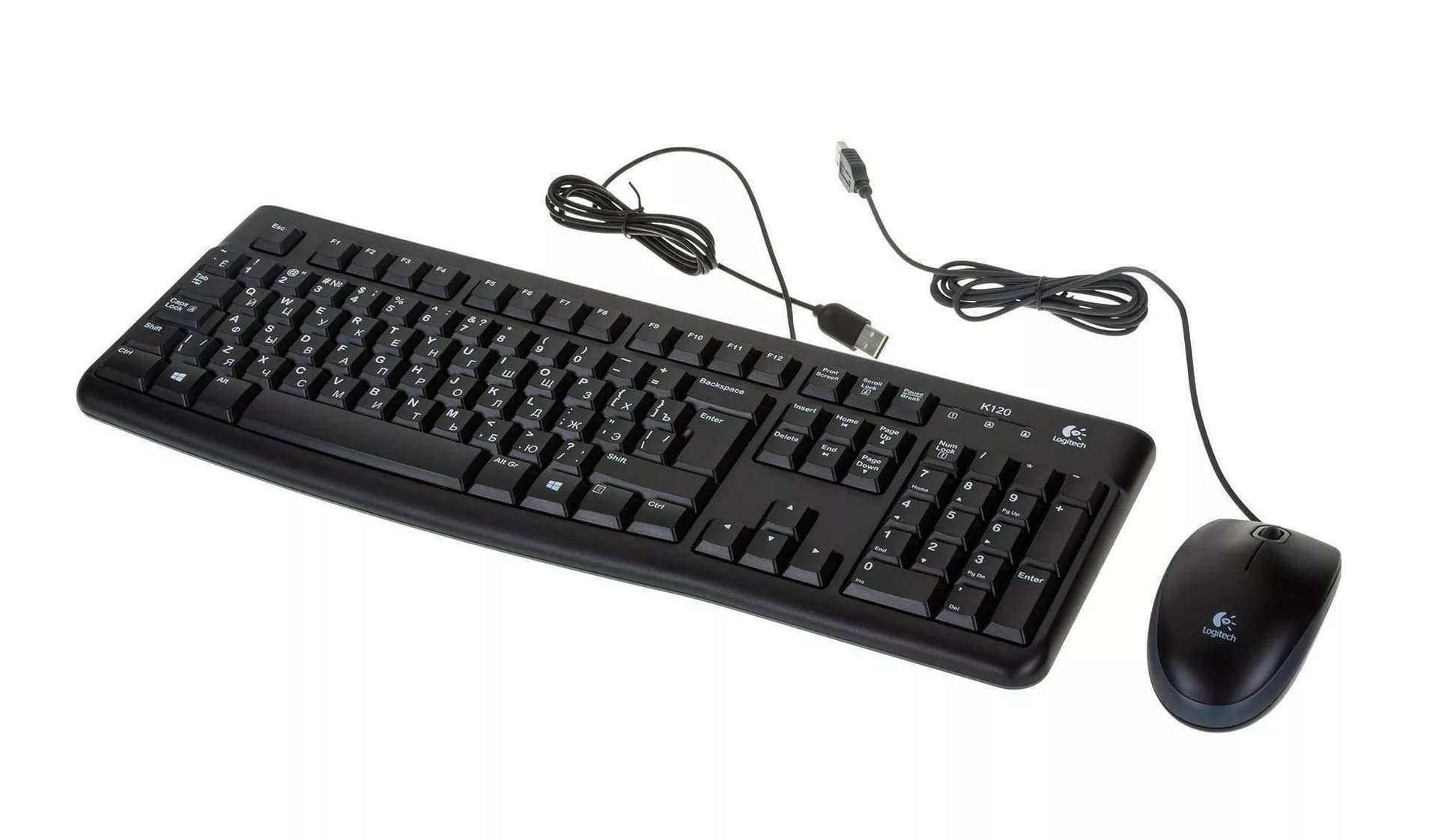 Logitech MK120 Комплект проводной (клавиатура + мышь), 1000dpi, RUS, чёрный.