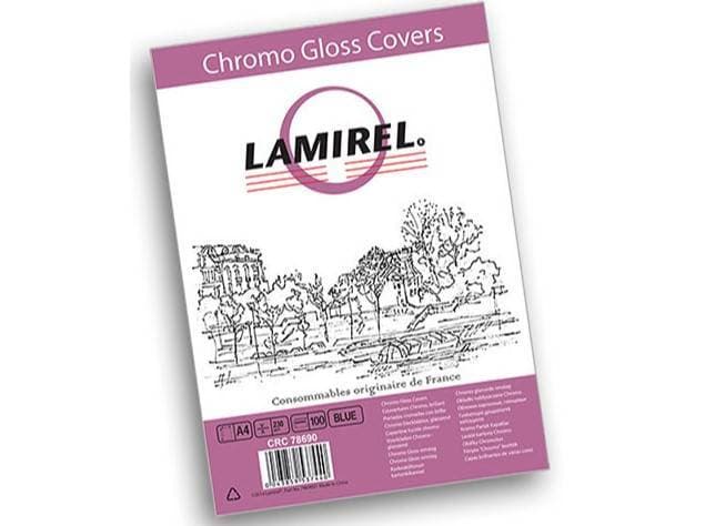 Lamirel Обложки Chromolux A4, картонные, глянцевые, цвет: синий, 230г/м², 100шт