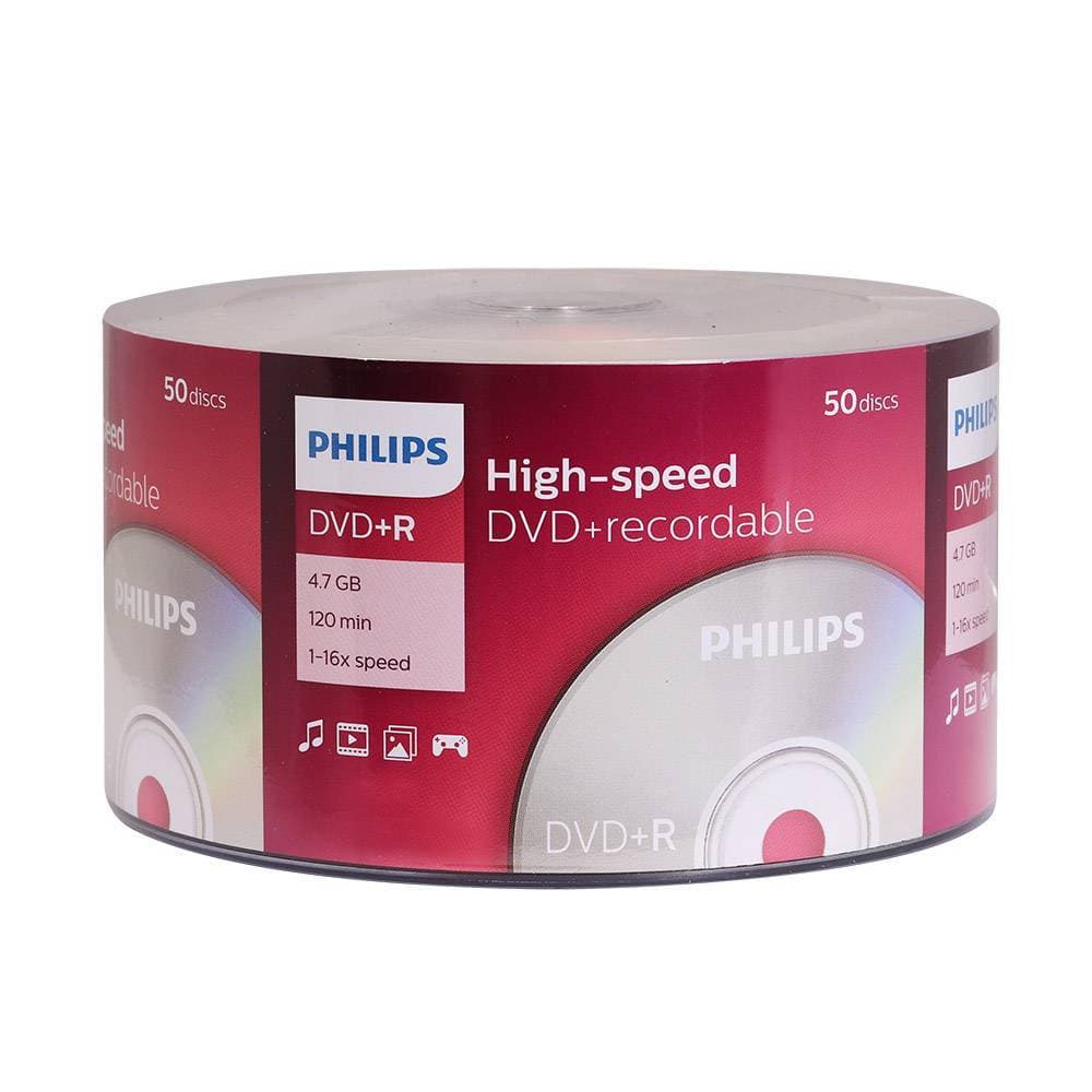 Диск DVD+R Philips 4.7Gb 16x Cake Box (50шт)