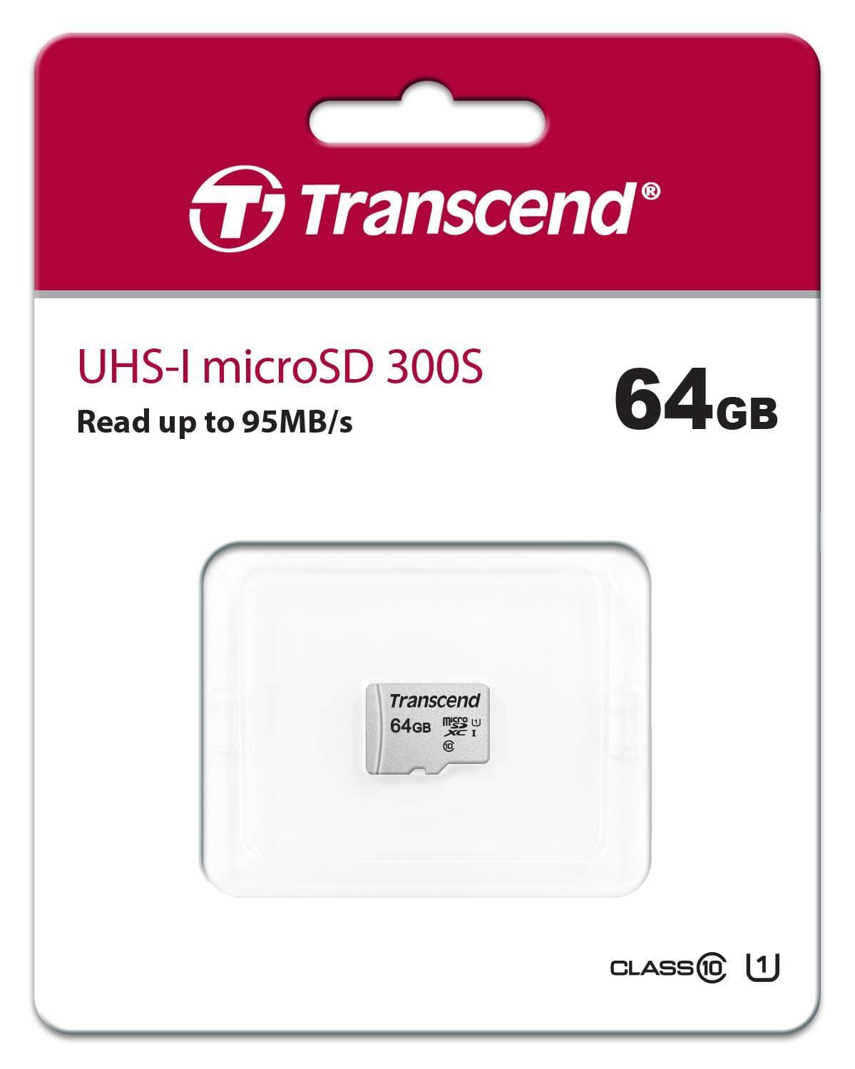 Transcend TS64GUSD300S Карта памяти microSDXC 64ГБ Class 10 UHS-I
