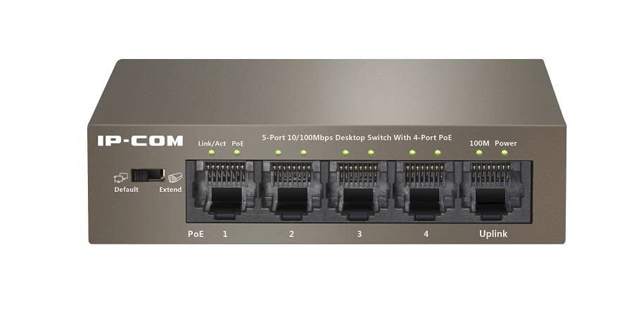 IP-COM F1105P-4-63W Коммутатор неуправляемый PoE, 5 портов, 5x1 Гбит/с, PoE 4х30 Вт (до 58 Вт), настольный