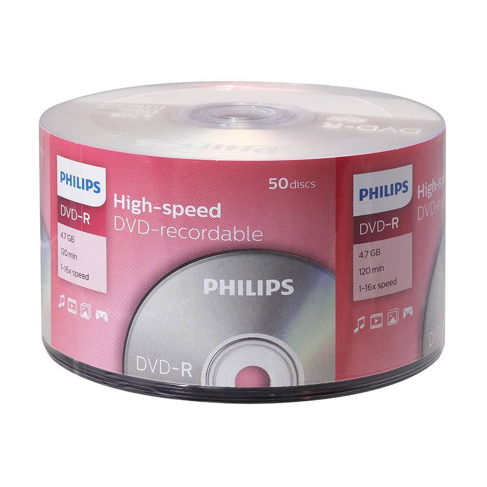 Диск DVD-R Philips 4.7Gb 16x Cake Box (50шт)