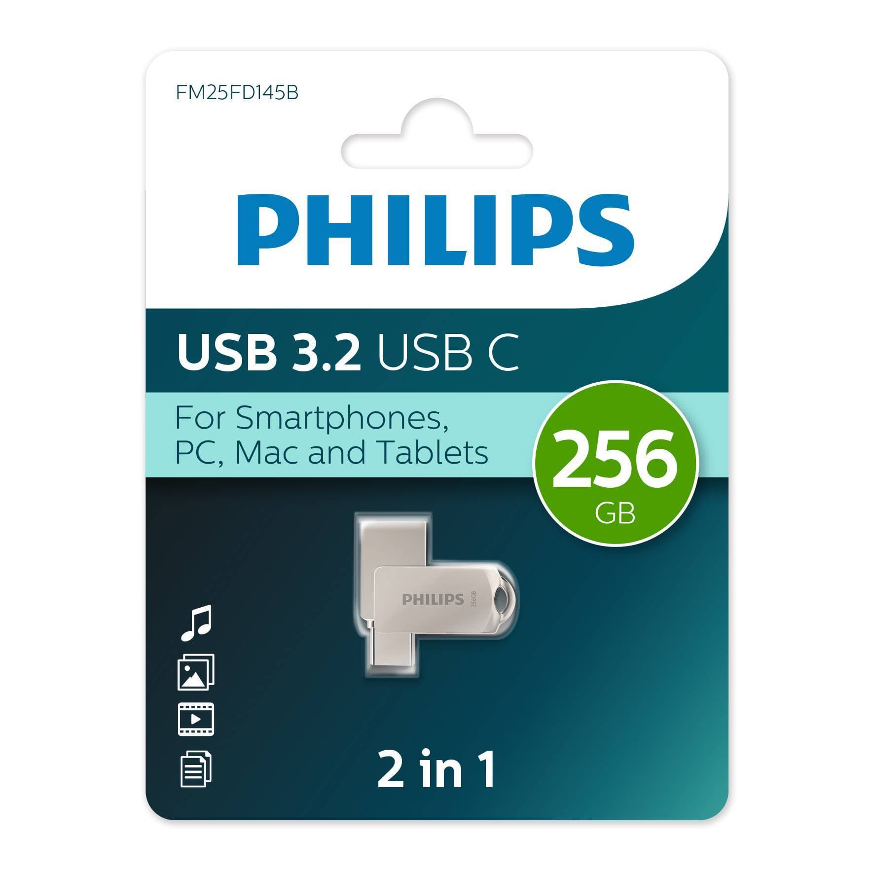 PHILIPS USB-накопитель FM25FD145B/97 256ГБ USB 3.2/Type-C 2-in-1