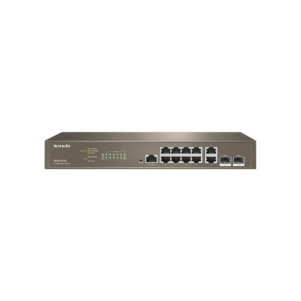 TENDA TEG5312F Коммутатор L3 управляемый в стойку 10-Ports 10/100/1000Base-T + 2-Ports 1000 Base-X SFP