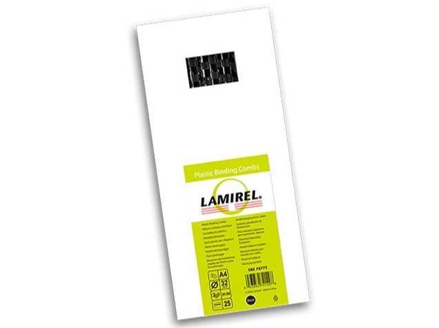 Lamirel Пружины для переплета пластиковые, 32 мм. Цвет: черный, 25 шт в упаковке.