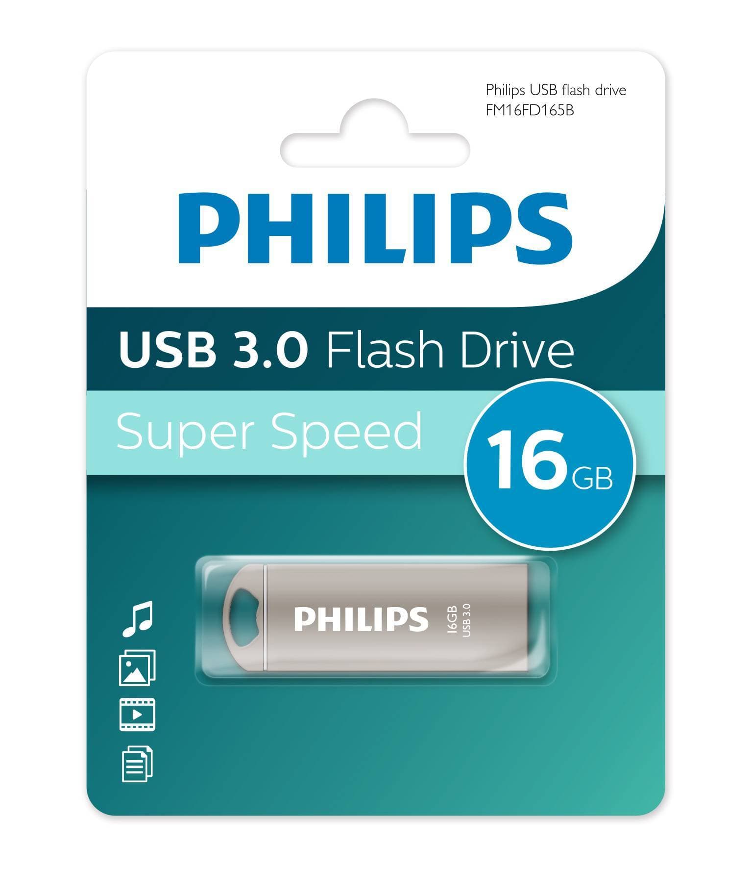 Флешка USB PHILIPS IRON (FM08FD165B/97), 8GB, USB 3.0, R/W 70/25, серебристый