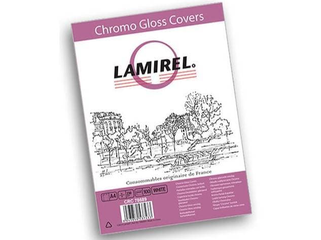 Lamirel Обложки Chromolux A4, картонные, глянцевые, цвет: белый, 230г/м², 100шт