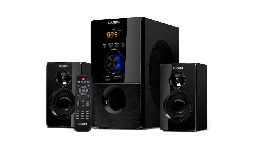SVEN MS-2050, черный (55 Вт, Bluetooth, пульт, дисплей, FM, USB, SD)