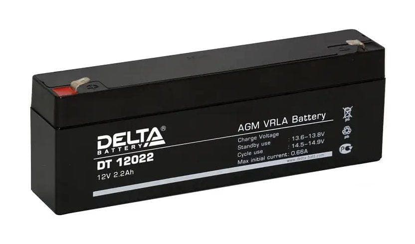 Аккумуляторная батарея Delta DT 12022 12В/2,2Ач, клемма F1 (179х35х61мм (66мм); 0,94кг; Срок службы 5лет; Гарантия 1г)